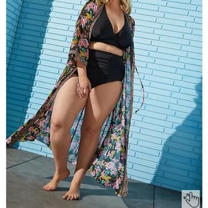 Cheetah Floral Kimono Swim Coverup